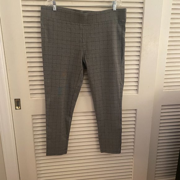 Grey Pinstriped Plaid Multi color Dress Pants-Leggings - Picture 1 of 3